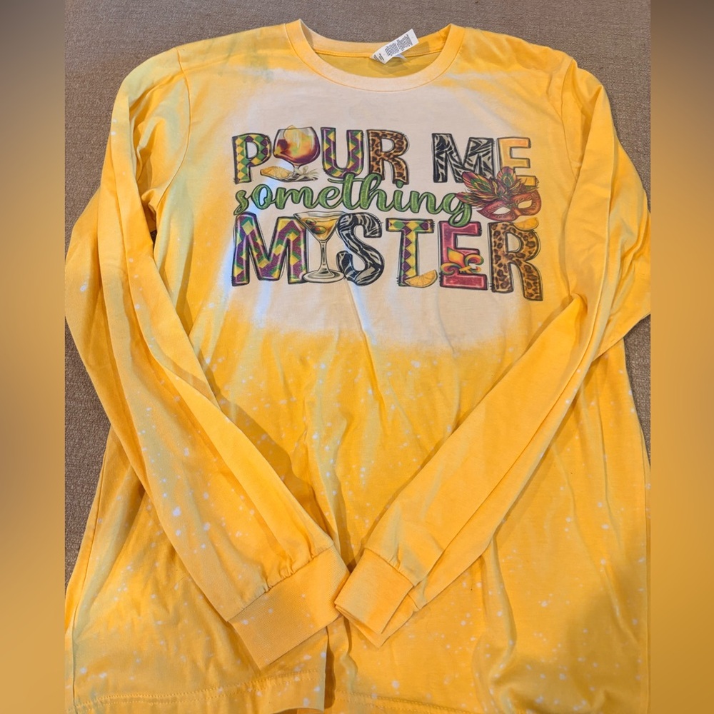Yellow Graphic Long Sleeve Shirt Mardi Gras